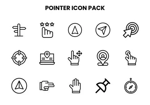 Pointer Line Scalable Icons Pack Stock Illustration