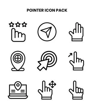 Pointer Line UI Icons Pack Stock Illustration
