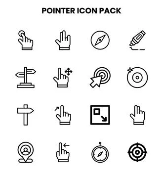 Pointer Line Vector Icons Pack Stock Illustration