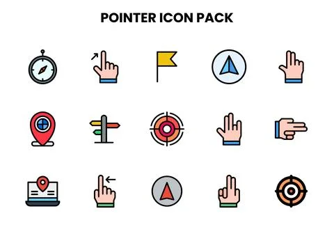 Pointer Lineal Color Bundle Icons Pack 스톡 일러스트