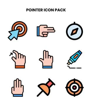Pointer Lineal Color Bundle Icons Pack Stock Illustration