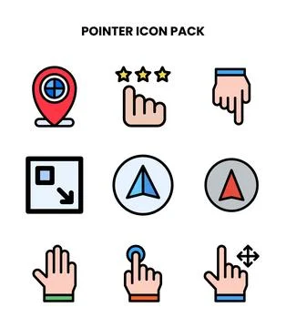 Pointer Lineal Color Design Icons Pack Stock Illustration