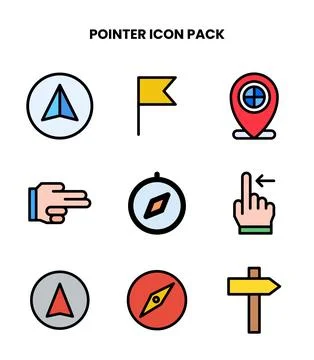 Pointer Lineal Color Set Icons Pack 스톡 일러스트