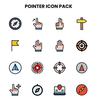 Pointer Lineal Color Set Icons Pack Stock-Illustration