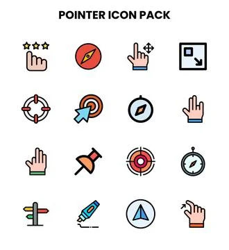 Pointer Lineal Color Vector Icons Pack Illustrazione stock