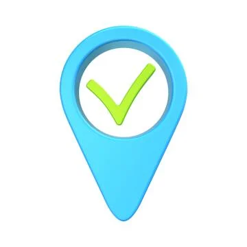 Pointer of location with checkmark 库存插图