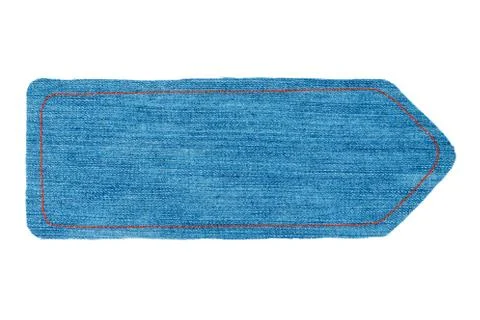 Pointer made of denim fabric with yellow stitching  with space for your text Stock Photos
