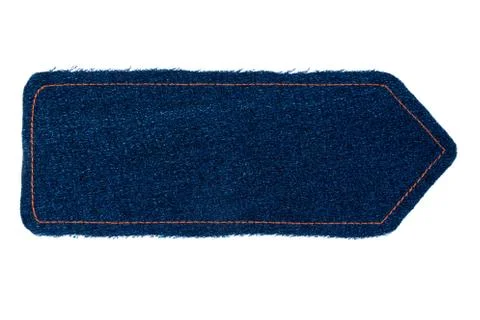 Pointer made of denim fabric with yellow stitching  with space for your text Stock Photos