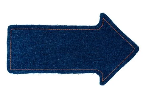 Pointer made of denim fabric with yellow stitching  with space for your text Stock Photos