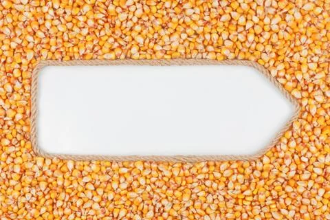 Pointer made from rope with grains corn lying on a white background Stock Photos