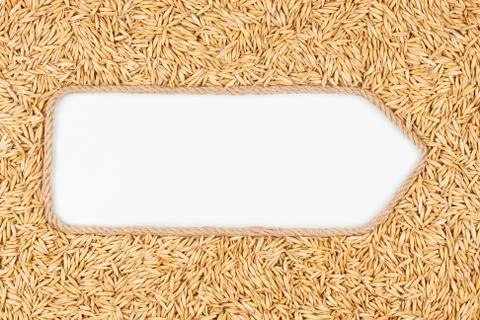 Pointer made from rope with grains oats  lying on a white background Stock Photos