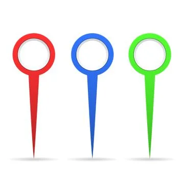 Pointer on the map. Colored unusual circular pointers. Isolated objects Stock Illustration