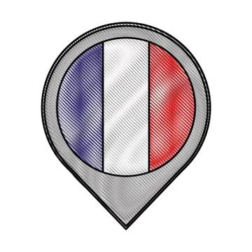 Pointer map flag french paris location Stock Illustration