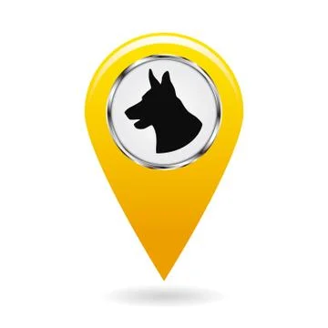 Pointer on the map. Location on the ground protected by dogs. The sign with the Stock Illustration