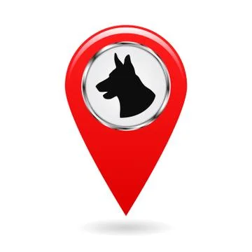 Pointer on the map. Location on the ground protected by dogs. The sign with the Stock Illustration