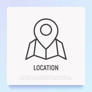 Pointer on map thin line icon. Modern vector illustration of location Stock Illustration