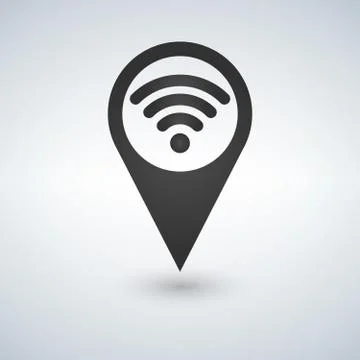 Pointer map with wifi internet signal connection. Stockillustratie