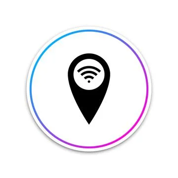 Pointer map with wifi internet signal connection icon isolated on white Stock Illustration