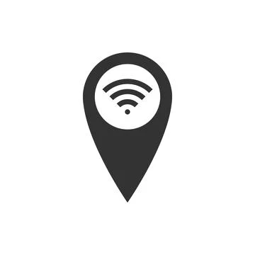 Pointer map with wifi internet signal connection icon isolated. Flat design イラスト素材