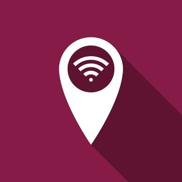 Pointer map with wifi internet signal connection icon isolated with long shadow イラスト素材