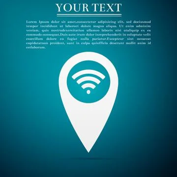 Pointer map with wifi internet signal connection icon isolated on blue イラスト素材