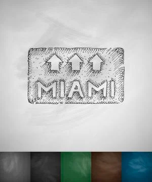 Pointer to Miami icon. Hand drawn vector illustration イラスト素材