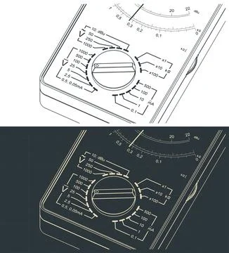 Pointer multimeter measure close-up isometric drawings 스톡 일러스트