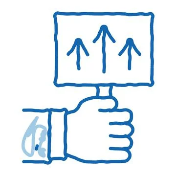 Pointer only up doodle icon hand drawn illustration 스톡 일러스트
