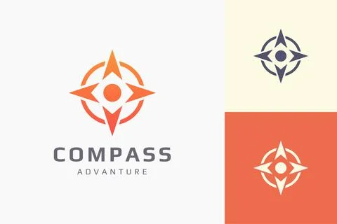 Pointer or direction logo template in simple and modern compass shape Stock Illustration