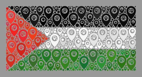 Pointer Palestine Flag - Mosaic with Map Pointers Stock Illustration
