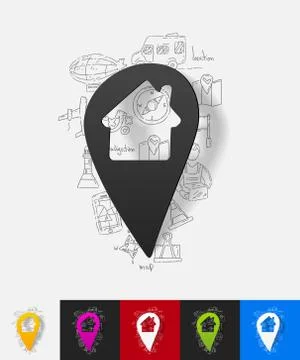 Pointer paper sticker with hand drawn elements Illustrazione stock