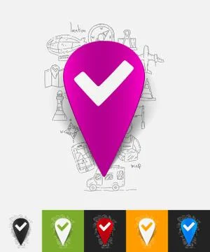 Pointer paper sticker with hand drawn elements Illustrazione stock