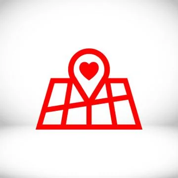 Pointer pin up icon with heart stock vector illustration flat design 스톡 일러스트