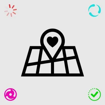 Pointer pin up icon with heart stock vector illustration flat design Stock Illustration