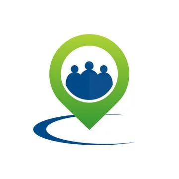 Pointer pin up icon with people figures vector illustration isolated on white Stock Illustration