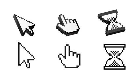 Pointer pixel cursor arrow finger Illustrazione stock