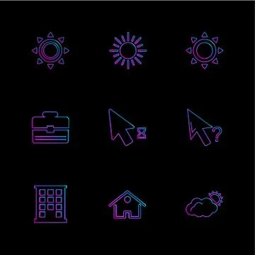 Pointer , pointer help , pointer wait , home , building, ecology , sun , clou Illustrazione stock