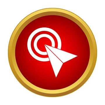 Pointer reaching target on red button icon Stock Illustration