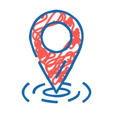 Pointer red map location icon doodle illustration 스톡 일러스트
