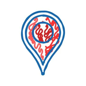 Pointer red map location icon doodle illustration 스톡 일러스트
