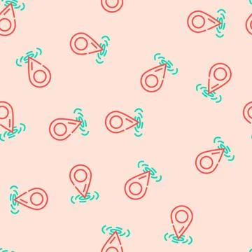 Pointer red map location vector seamless pattern Illustrazione stock