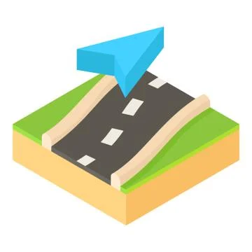 Pointer on road map icon, cartoon style Stock Illustration