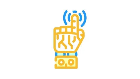 Pointer robot hand gesture color icon animation Stock Footage 327263487
