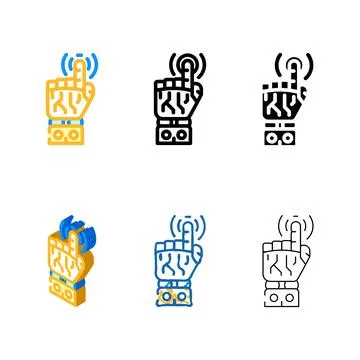 Pointer robot hand gesture diversity color icon vector Stock Illustration