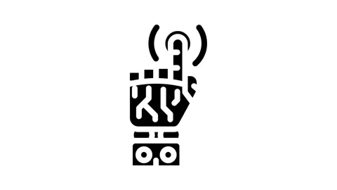 Pointer robot hand gesture glyph icon animation Stock Footage 326740116