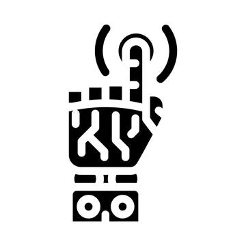 Pointer robot hand gesture glyph icon vector illustration Stock Illustration