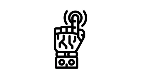 Pointer robot hand gesture line icon animation Stock Footage 326755784