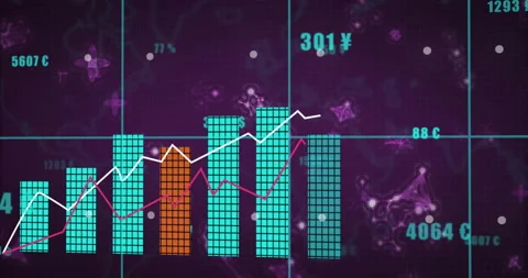 Pointer starting animation, cyan-orange bars rising as white-magenta lines Video stock 311217128