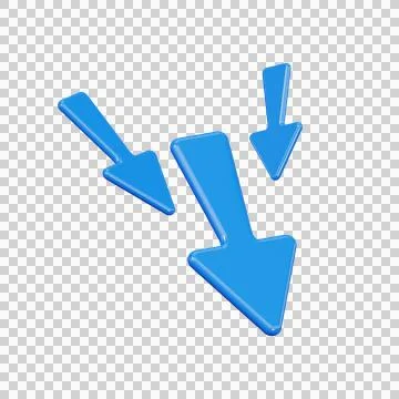 Pointer symbol. blue 3d down arrows Stock Illustration