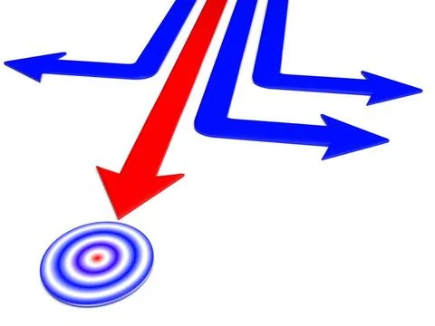 Pointer to target. 3d arrow pointer to target. 3d arrow Copyright: xZoonar... Stock Photos